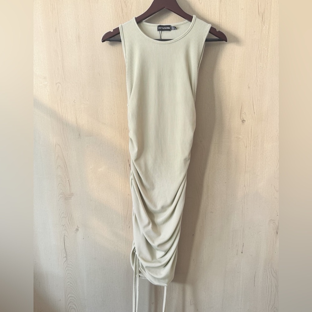 PrettyLittleThing Sleeveless Ruched Midi Dress in Sage